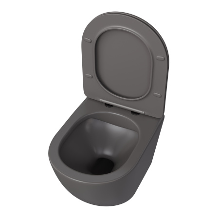 Унитаз подвесной Taliente Amato AM25010 Grigio серый матовый с сиденьем безободковый смыв торнадо